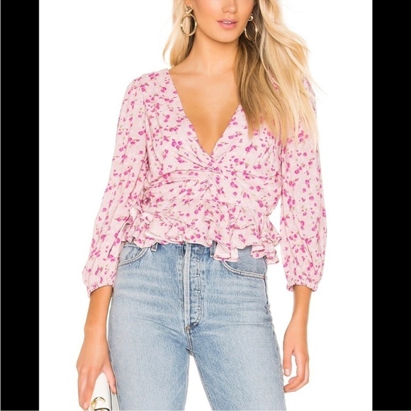 Majorelle Revolve Chrissy Mauve Pink Ditsy Floral Blouse - Picture 1 of 5
